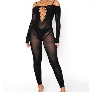 White fox boutique Staying Snatched Long Sleeve Jumpsuit Black